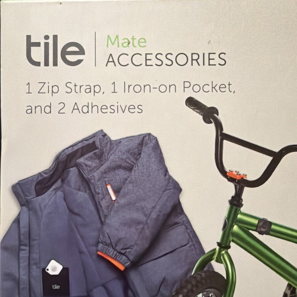 Tile Mate Bluetooth Accessories Pack 1 Zip Strap 1 Iron-on Pocket 2 Adhesives