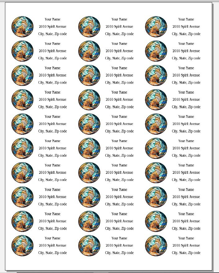 150 Fox Stained Glass style 2 Mailing Return Address Labels Personalized