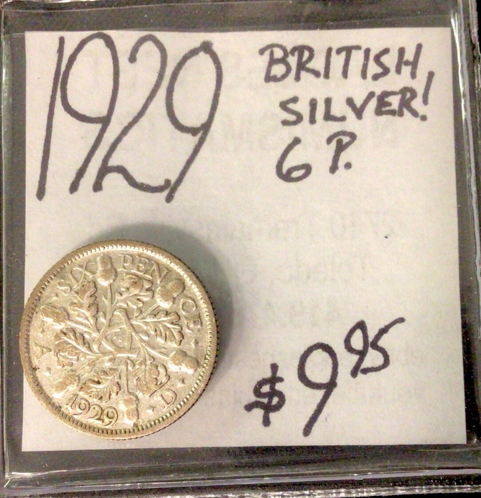 1929 British Silver! 6P! ENN Coins