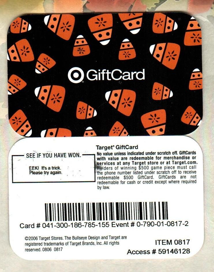 TARGET Candy Corn, Halloween Sweepstakes ( 2006 ) Scratch-Off Game Card ( $0 )