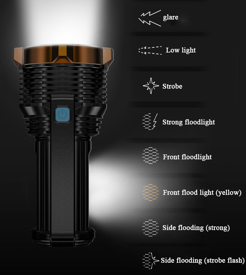 LED Flashlight Super Bright Spotlight Searchlight Rechargeable Handheld Torch