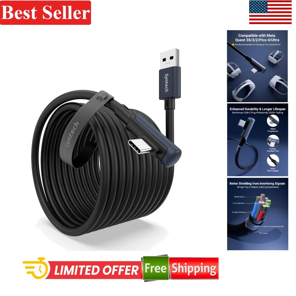 20 FT USB 3.0 Link Cable for Oculus Meta Quest & Pico - High-Speed Data Transfer