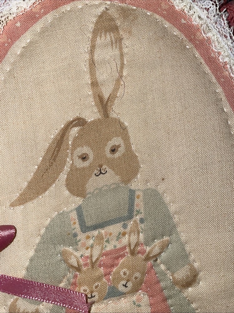 Vintage hand stitched wall hanging rabbit