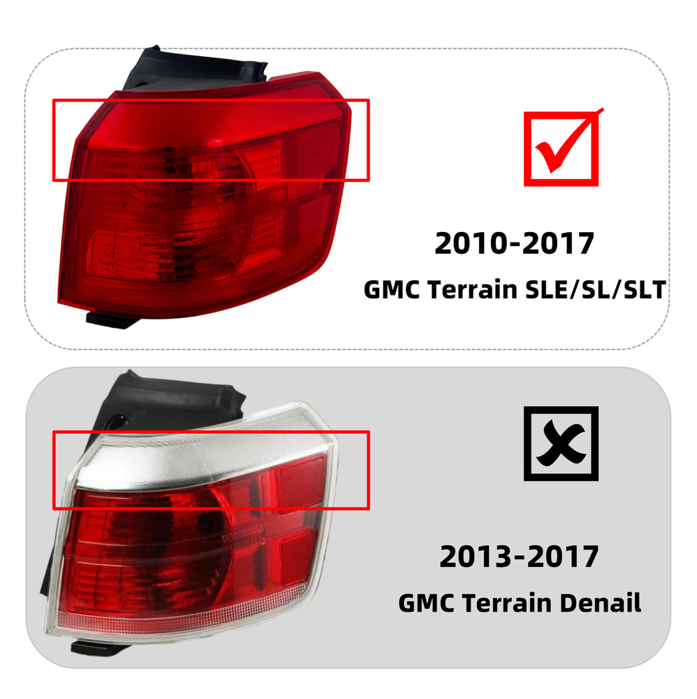 Halogen Tail Light For 2010-2017 GMC Terrain Brake Lamp Outer Left Driver W/Bulb