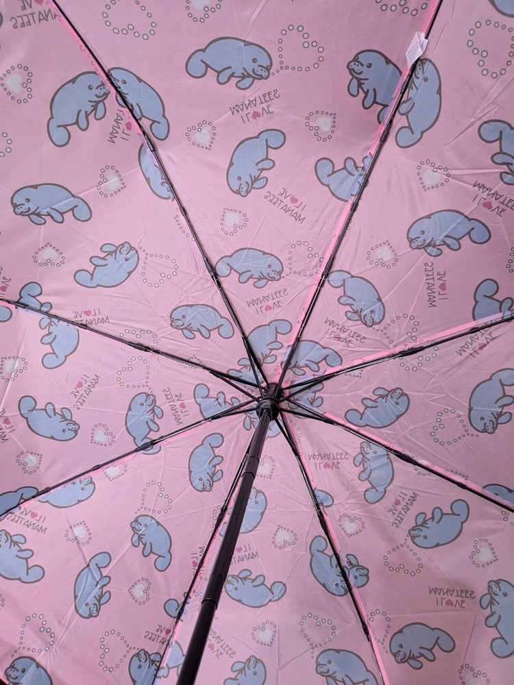 Chubby Mermaids Pink Manatee Folding Umbrella NWT