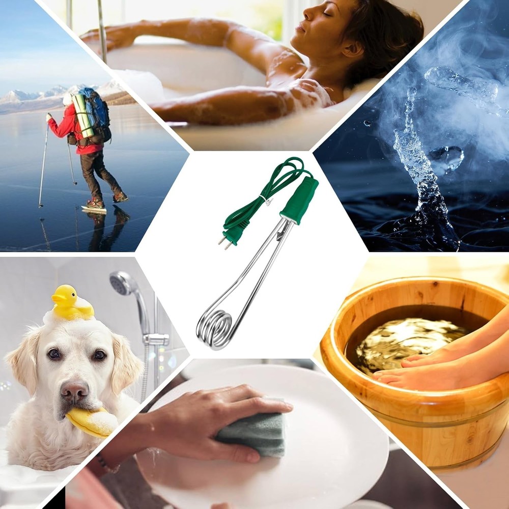 Calentador De Agua De Inmersion Portatil 1500W 110V Calentador De Agua Portatil