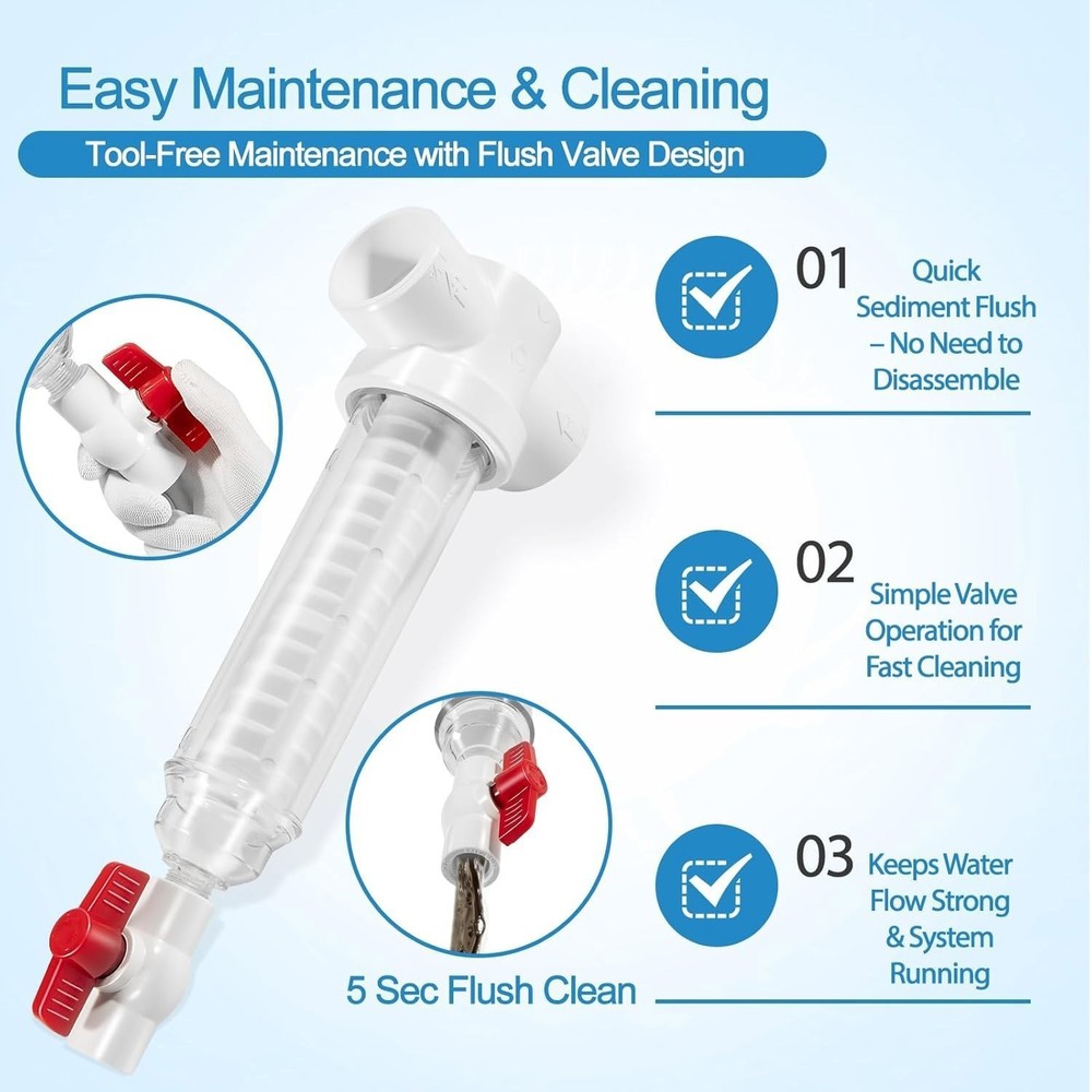 for Rusco Vu-Flow 1-1/2 Inch Spin Down Filter 100 Mesh Sediment Water Filter