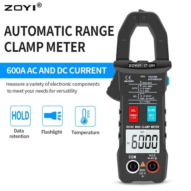 Digital Clamp Meter Professional 6000 Multimeter AC DC 600A Ohm Capacitance TEMP