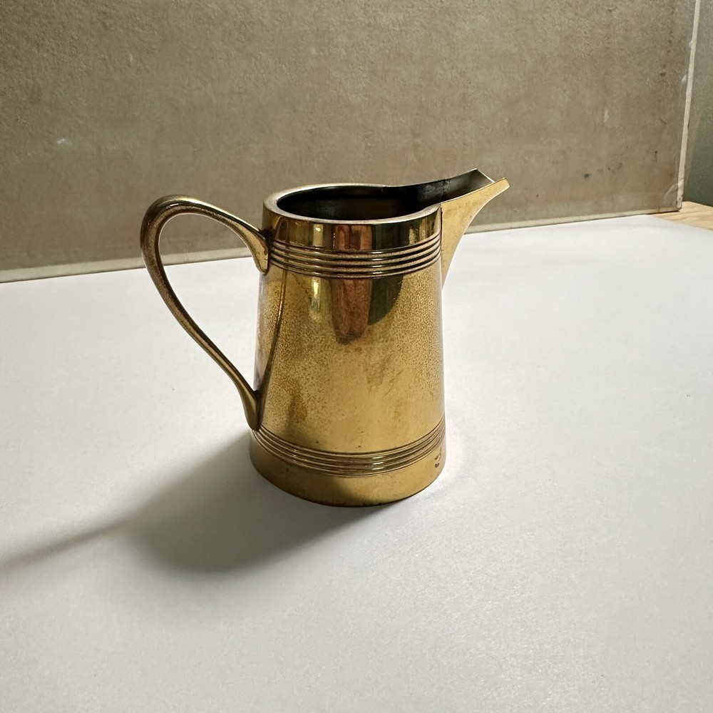 Early 1900s German Brass Plated Creamer Pitcher - Marked
