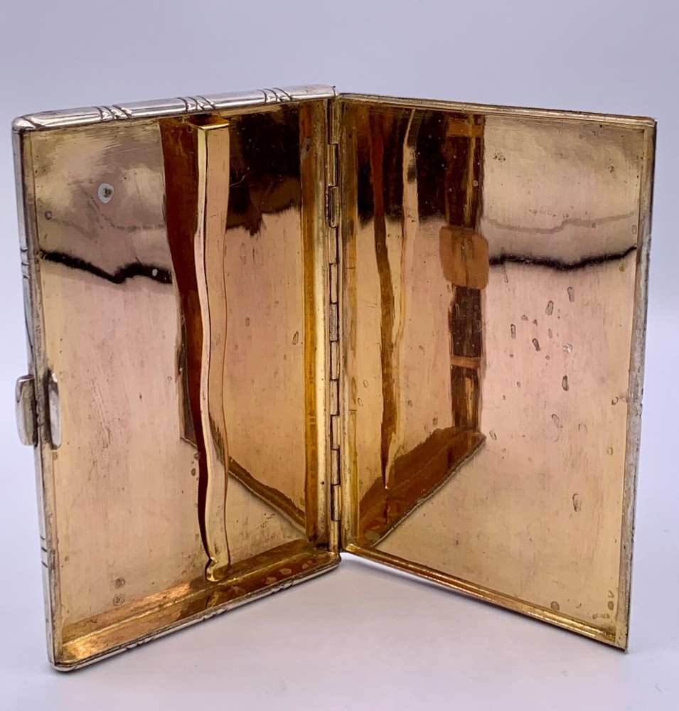 ANTIQUE 193 Gr. STERLING SILVER & GILDING MASSIVE CIGARETTE CASE