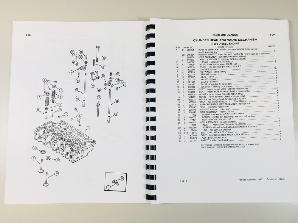 J I Case 1845C Uni Loader Parts And Operators Manual Catalog Skid Steer Assembly