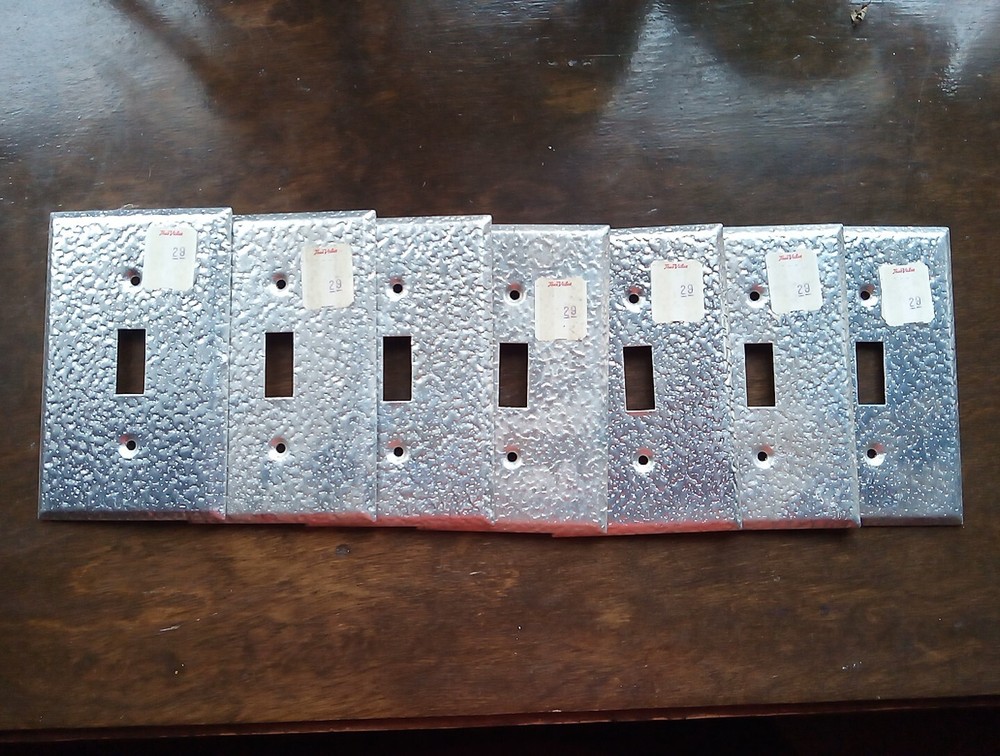 X7 True Value Aluminium Light Switch Cover Hammered Pattern Art Deco Rd Discrip