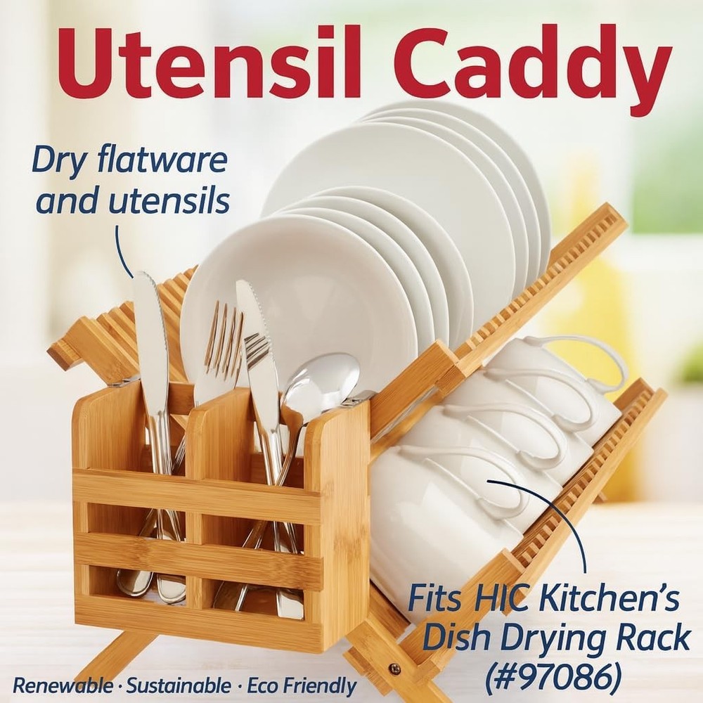 Dish Rack Caddy for Folding Dish Drying Rack Natural Bamboo Kitchen Organizer