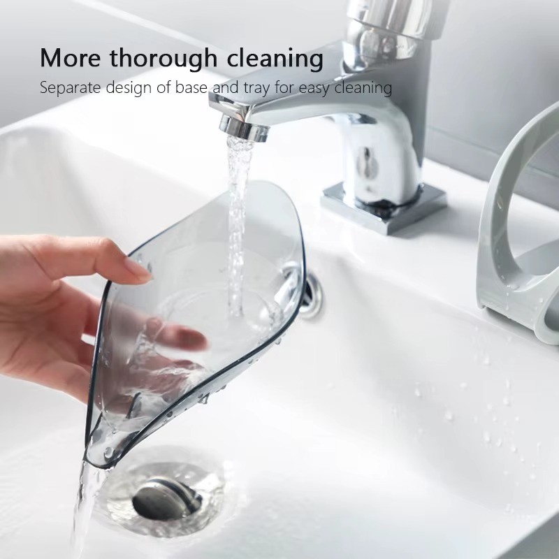 Leaf-Shaped Suction Cup Soap Dish – Self-Draining Holder for Bathroom & Basin