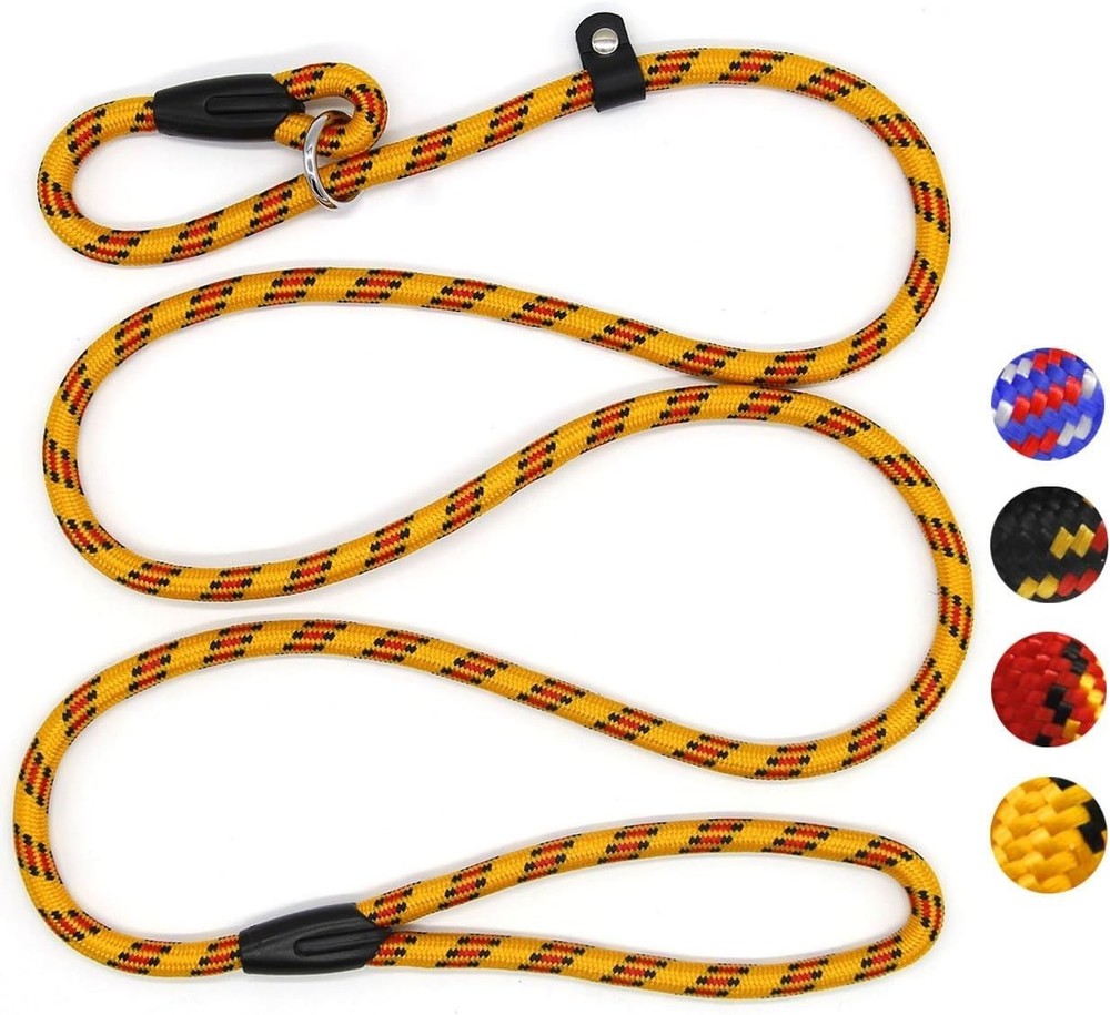Durable Yellow 5 FT Nylon Dog Lead for Small Medium Breeds - Adjustable Design