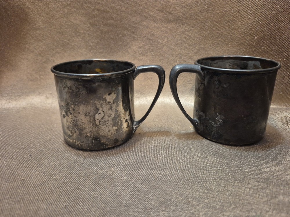 Vintage Oneida Sliversmiths Plated Baby Cups Two