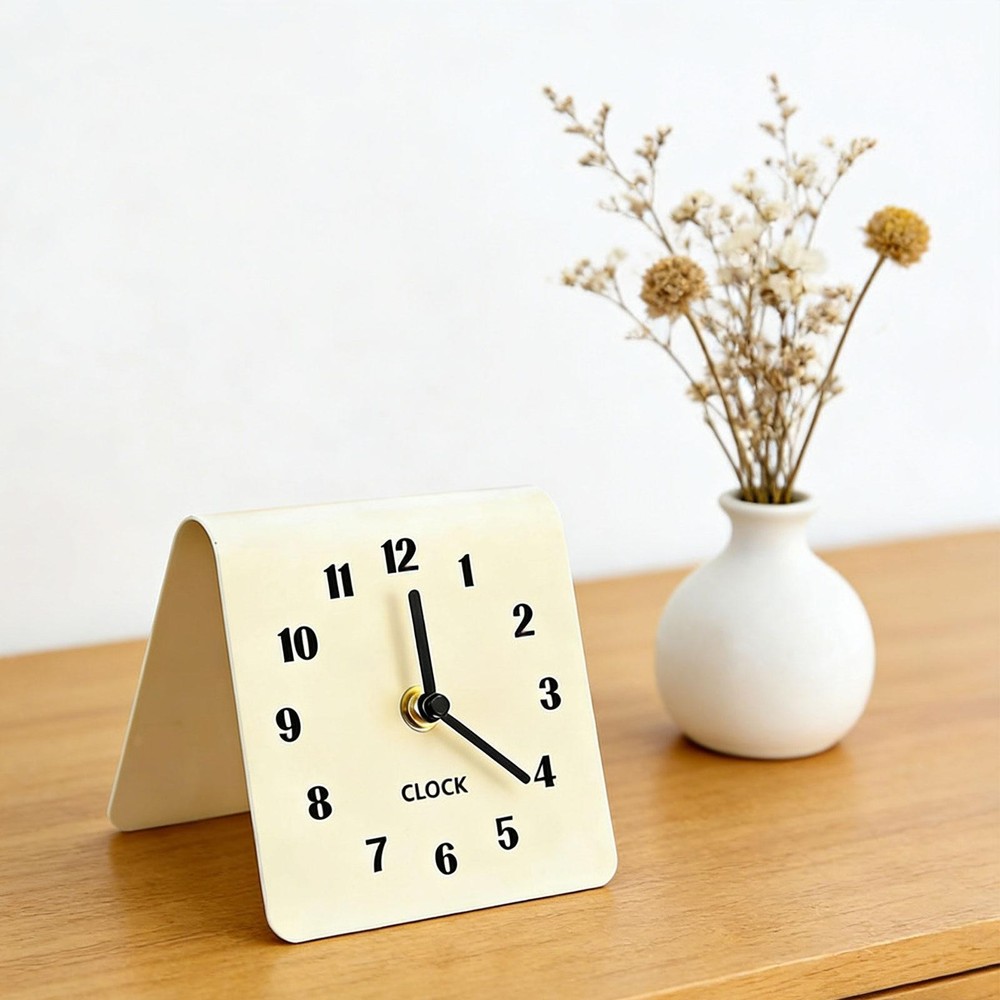 Table Analog Clock Non Ticking Ornament Silent Modern Decorative Tabletop Clock