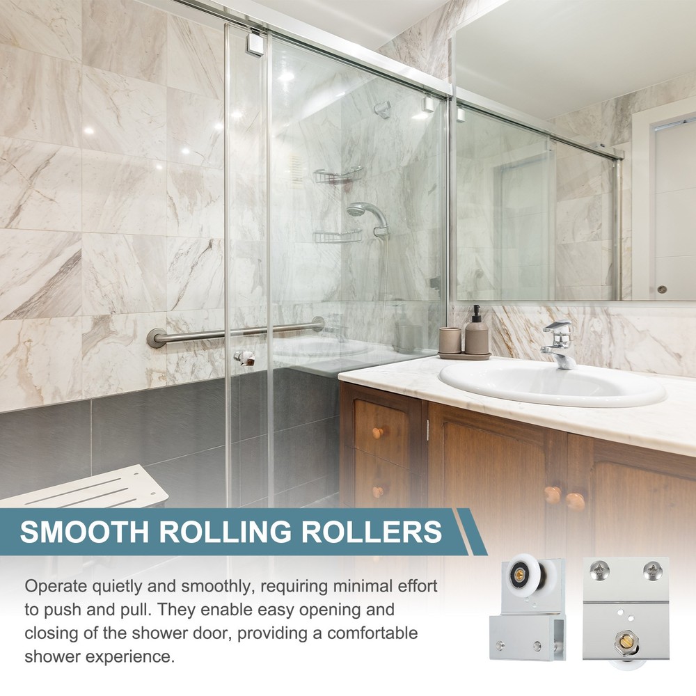 2Pcs 26mm Diameter Frameless Sliding Shower Door Roller Replacement Silver