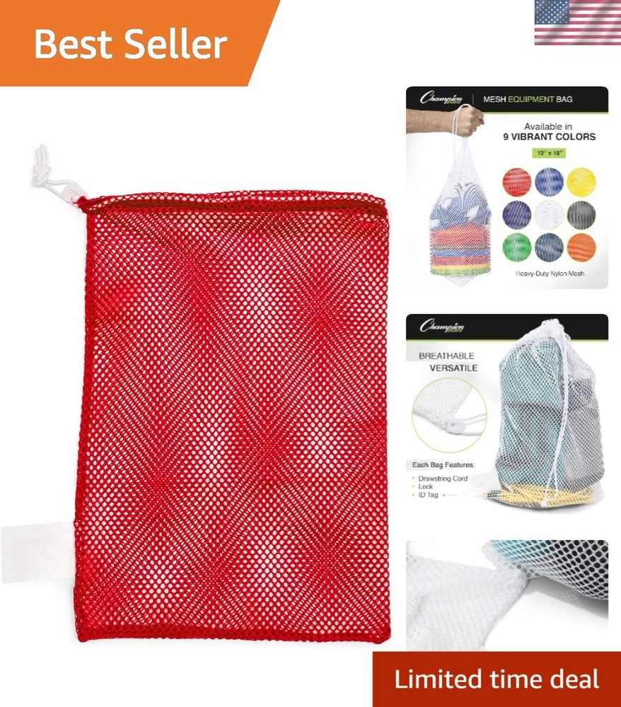 12x18 Heavy-Duty Nylon Mesh Equipment Bag - Drawstring with Lock