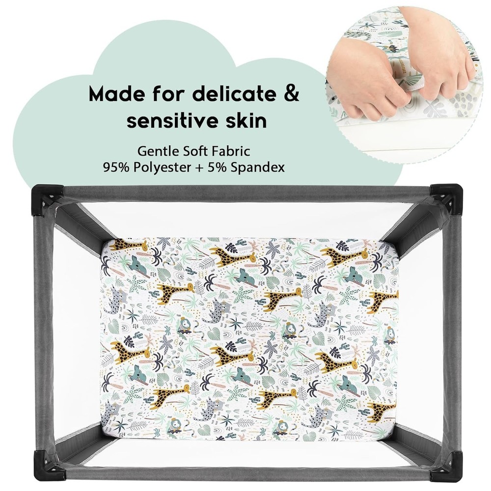Yoofoss Pack and Play Sheets Fitted, Mini Crib Sheets 2-Pack for Pack N Play Mat