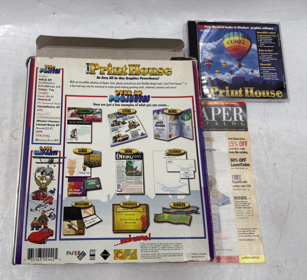 1995 Corel Print House CD-ROM Format Runs on Windows 95 EB-19394