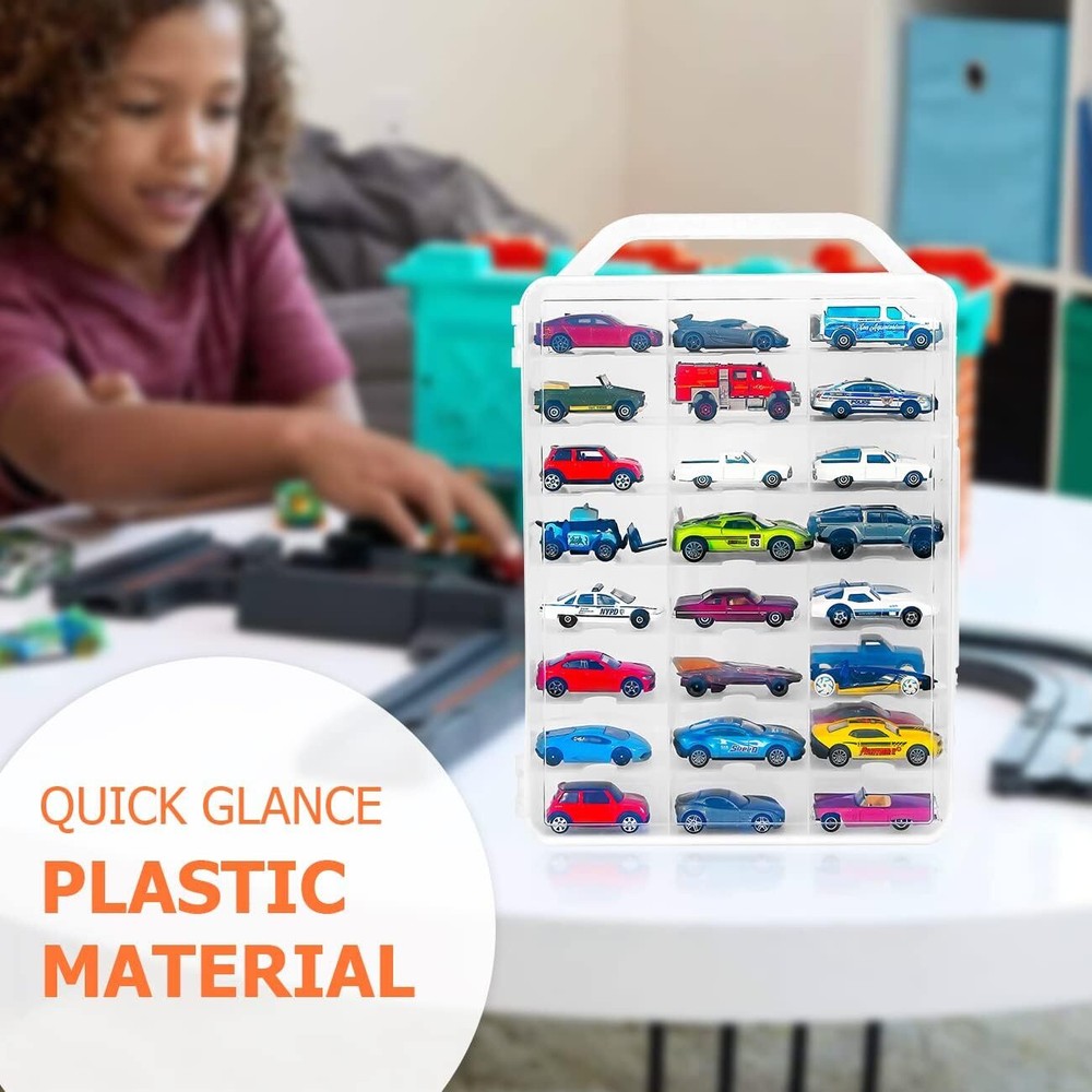 KISLANE Double Sided Storage Case for 46 Hot Wheels, Matchbox Transparent