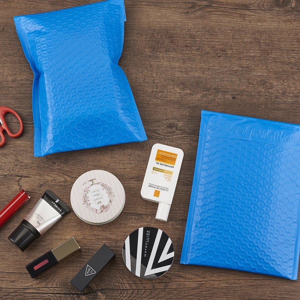 500 Blue Poly Bubble Padded Envelopes Self-Sealing Mailers 4X8 (Inner 4x7)