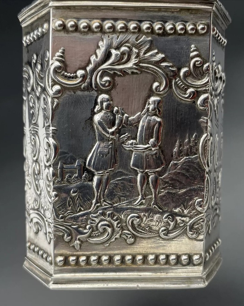 Dutch 2nd Standard 833 Sterling Silver Tea Caddy Unusual Triangular Form