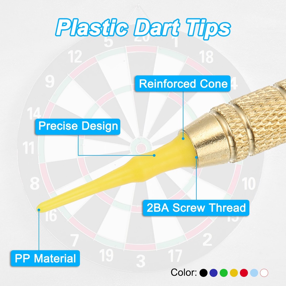 60Pcs 2BA Thread Plastic Soft Dart Tips Replacement Dart Accessories, Yellow