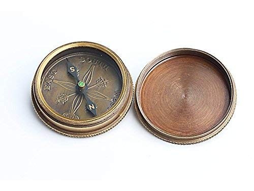 Solid Brass Gift Compass with Leather Case – Engraved Tolkien Quote “Not All