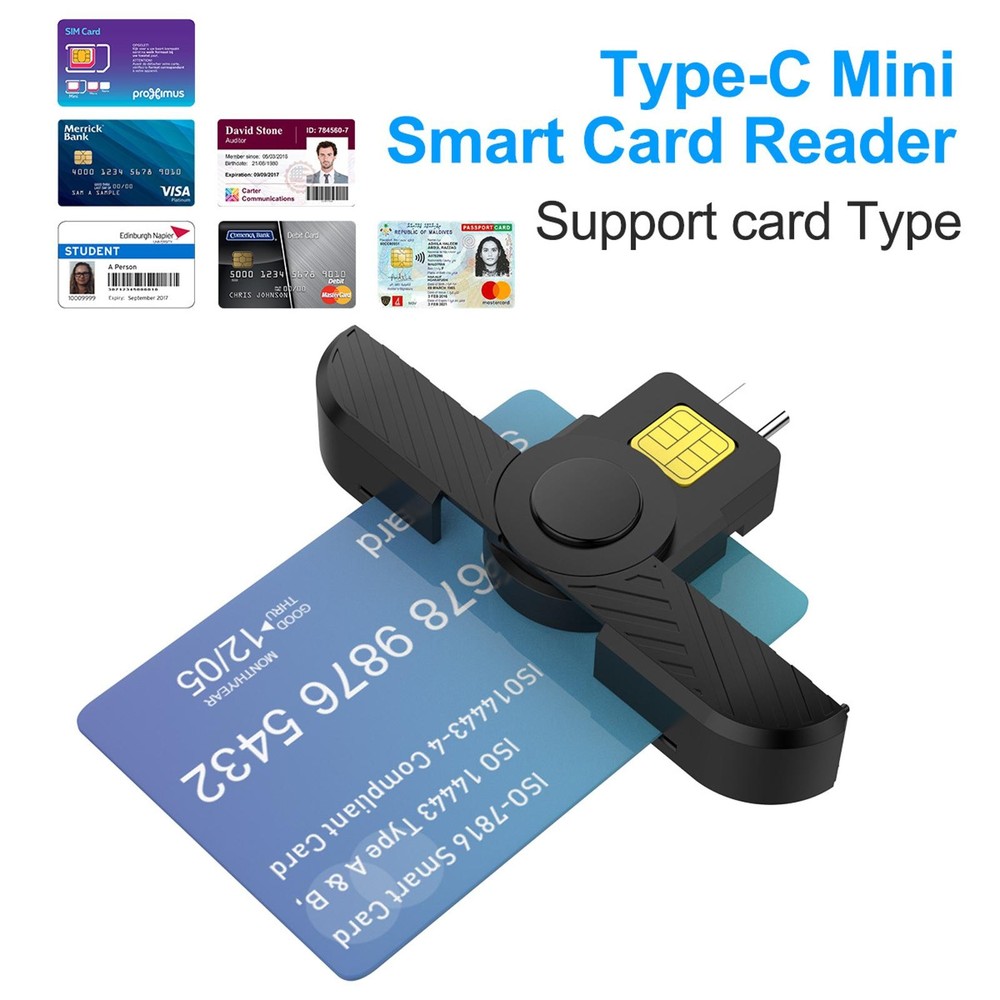 Foldable DOD Type C Common Access CAC Smart SIM Card/IC Bank Chip Card Reader d