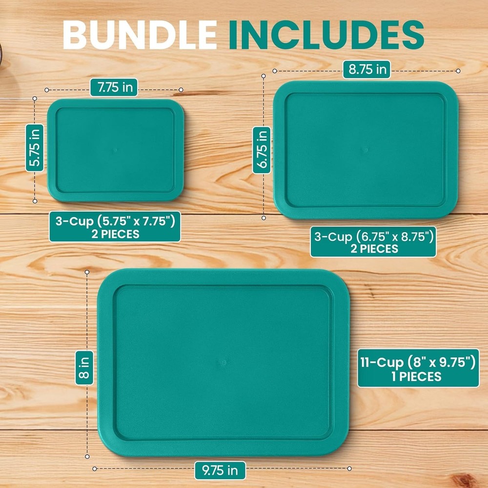 Replacement Rectangular Lids for Pyrex Glass Food Storage Containers 3 6 11 CUP