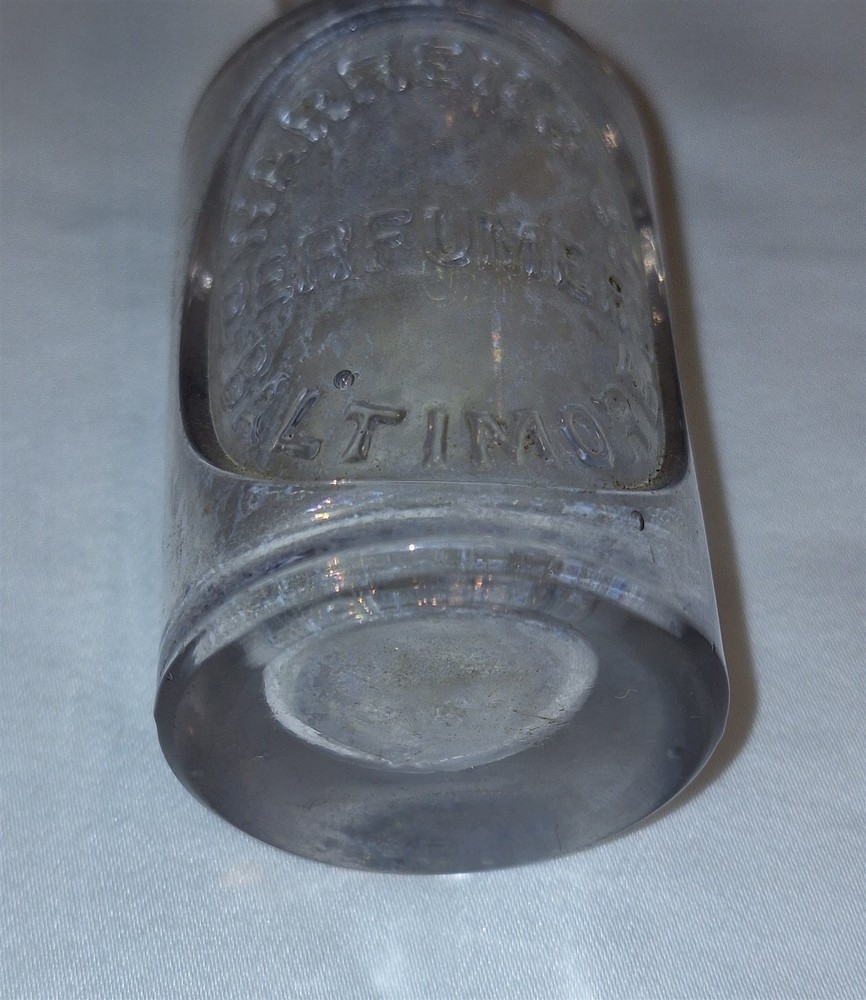 Antique Warren & Co Perfumers Baltimore Embossed Glass Perfume Bottle Empty