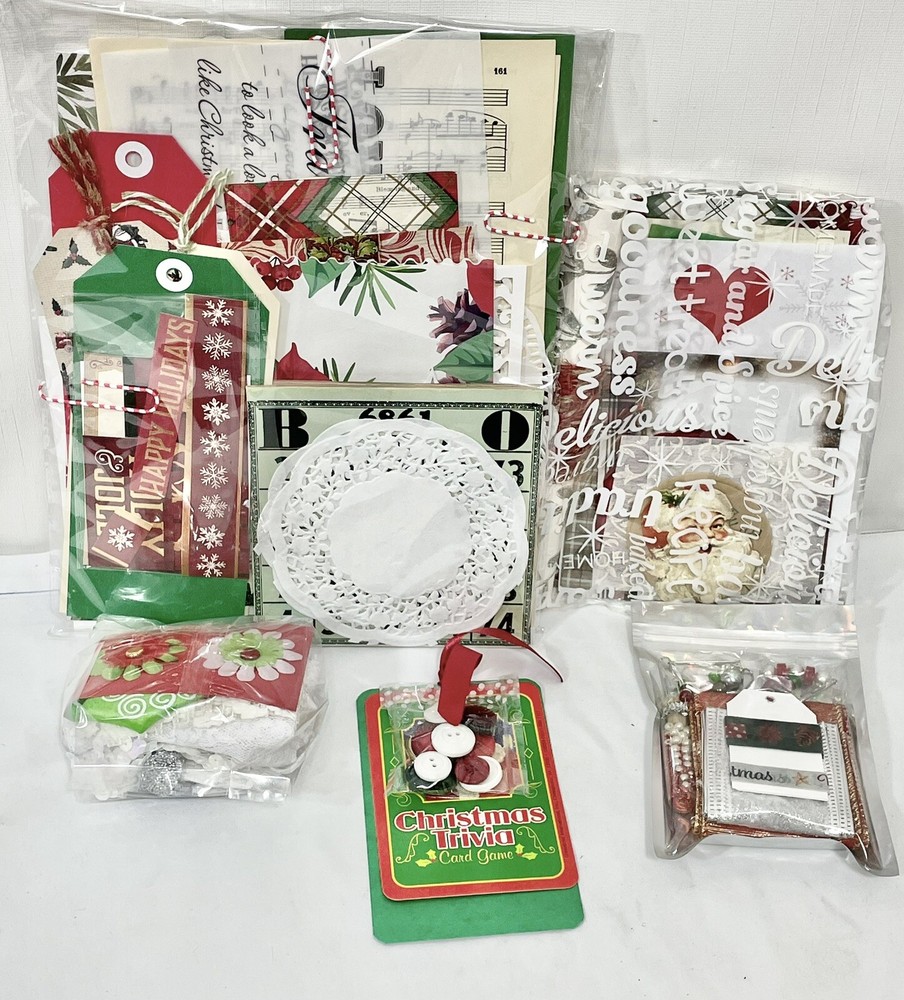 Junk Journal Starter Kit Christmas Crafting Bundle 100+ Piece Ephemera Holiday