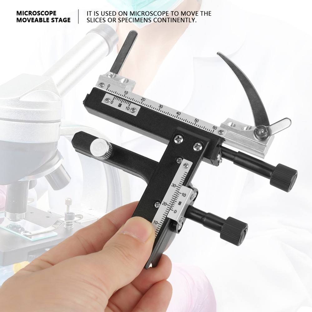 Microscope Attachable Mechanical Stage X-Y Moveable Stage Caliper With Scale♡