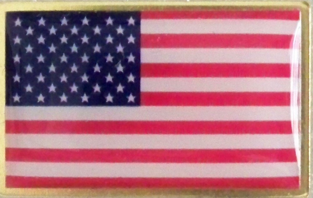 US Flag pin, rectangle shape, brass finding, Made in the USA, patriotic card