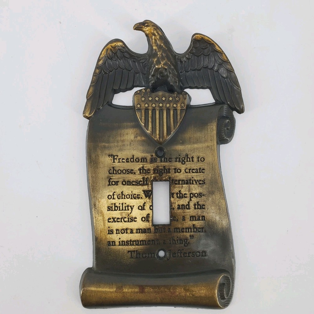 Brass Eagle Single Light Switch Plate Cover Thomas Jefferson Freedom Quote GIM