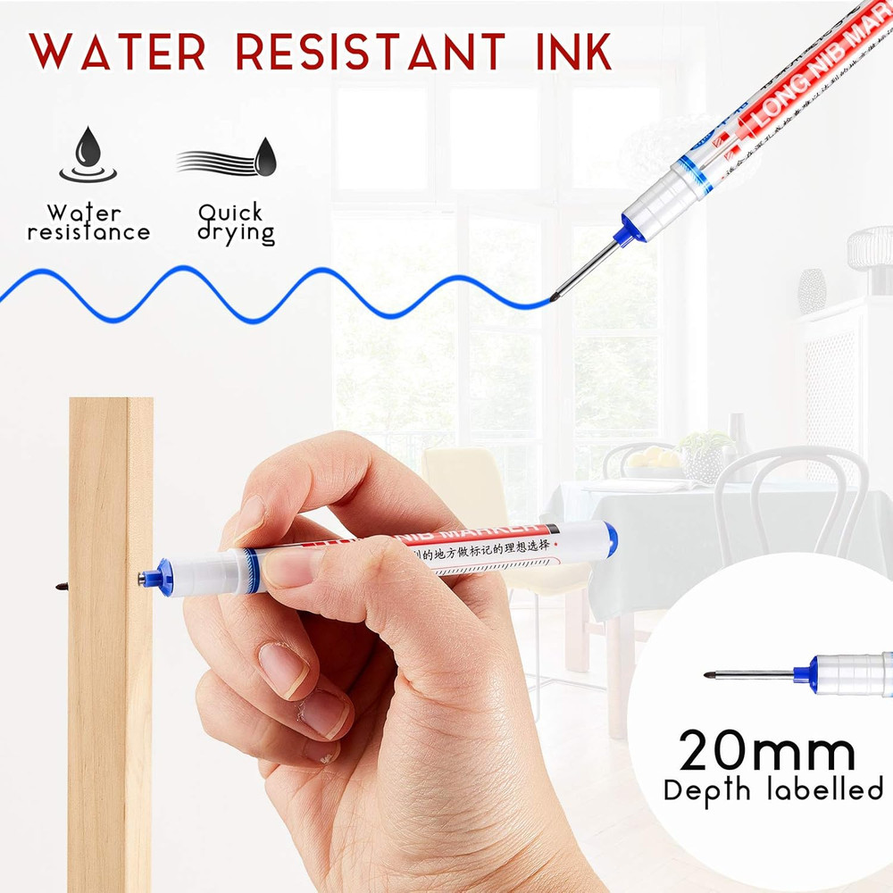 Zonon Multi-Purpose Deep Hole Marker Deep Drill Hole Long Nib Marker Waterproof