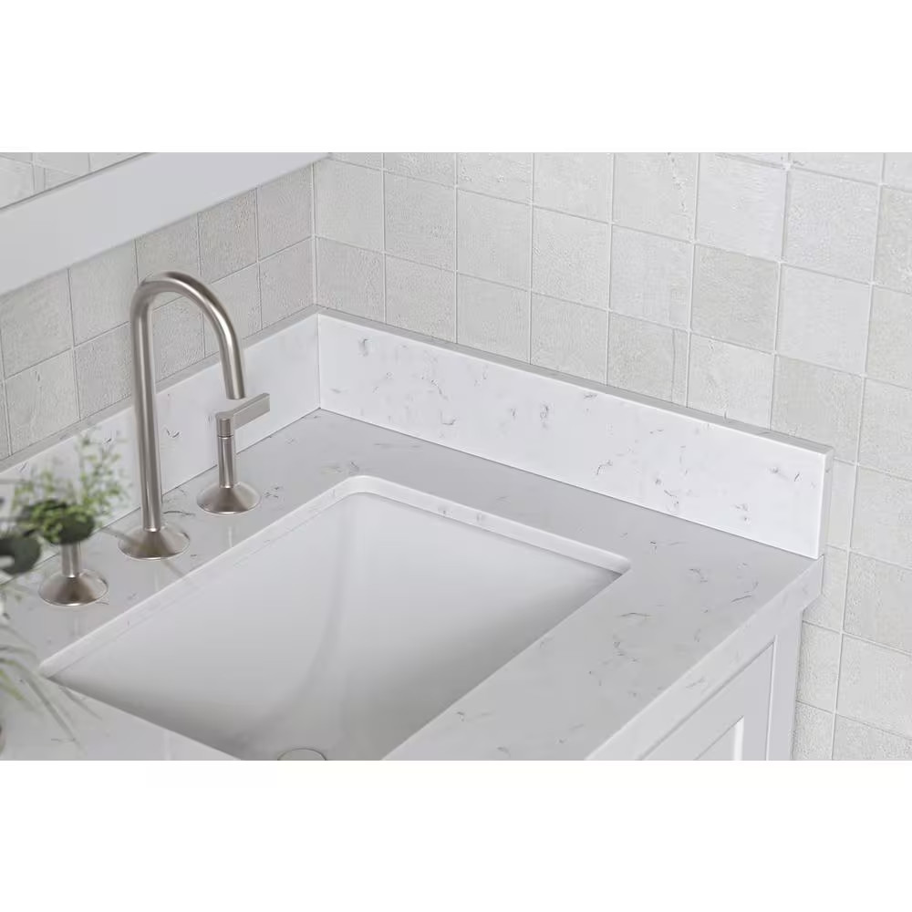 21 In. Carrara White Quartz Vanity Sidesplash in White