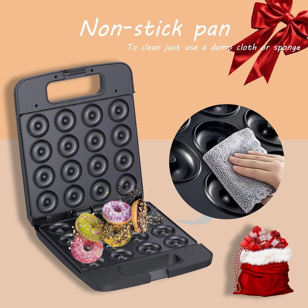 Mini Donut Maker, 1400w Donut Maker Machine, Can Make 16 Donuts, Heated on Both