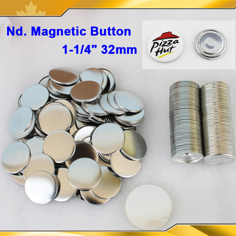 DIY  Pro 1-1/4" 32mm Nd. Magnetic Badge Button Parts 100 Sets Maker  Sticker