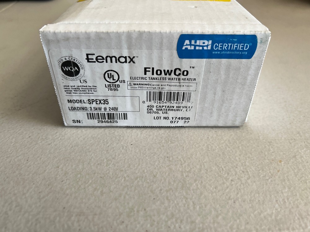 Eemax FlowCo™ - 0.4 GPM at 60° F Rise 240V / 1 Ph Tankless Point of...