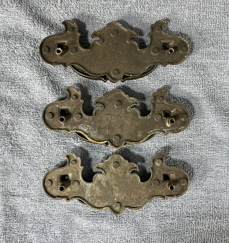 Vintage Drawer Handle Pulls - Large Drop Bail Pull Handles - Brass - Set of 3
