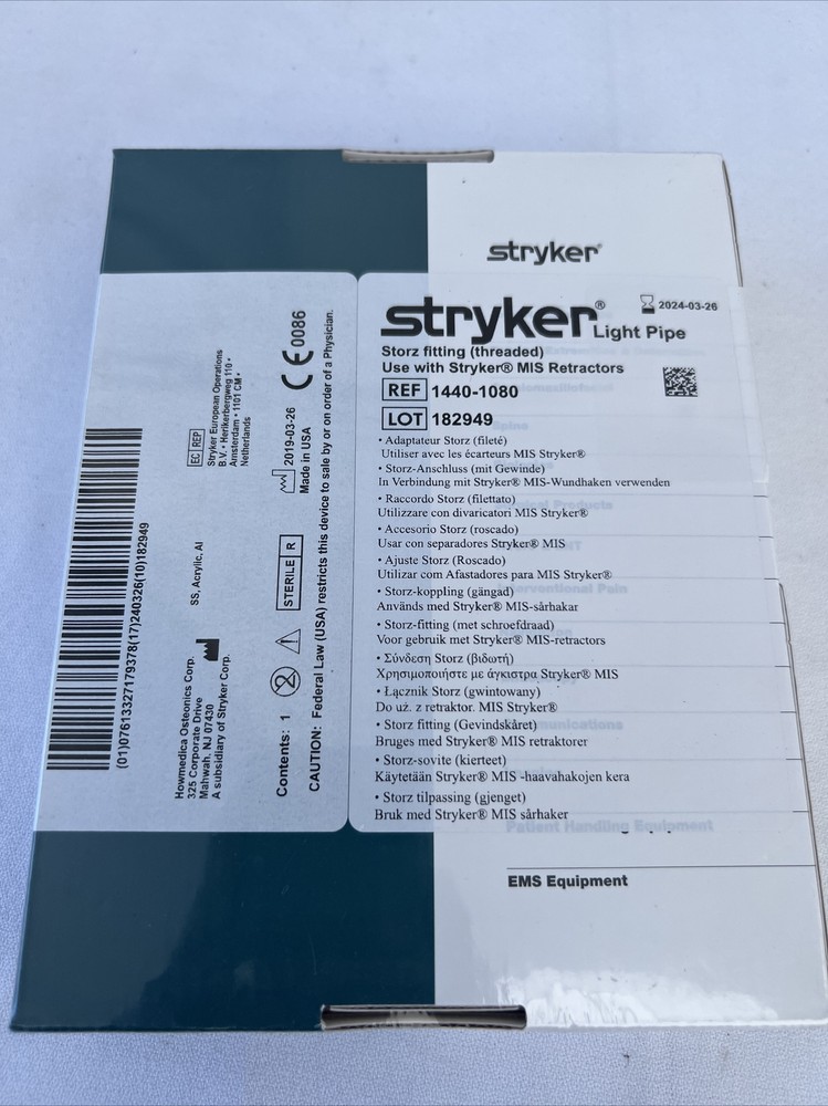 STRYKER ORTHOPAEDICS LIGHT PIPE Storm Fitting (threaded) 2024-03-26