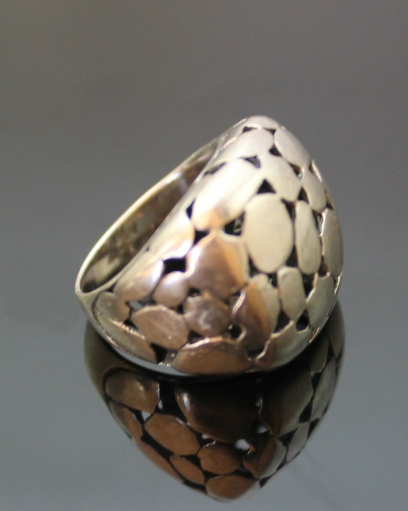 MARSALA VINTAGE PIERCED PEBBLE DESIGN STERLING SILVER RING SIZE 5.75