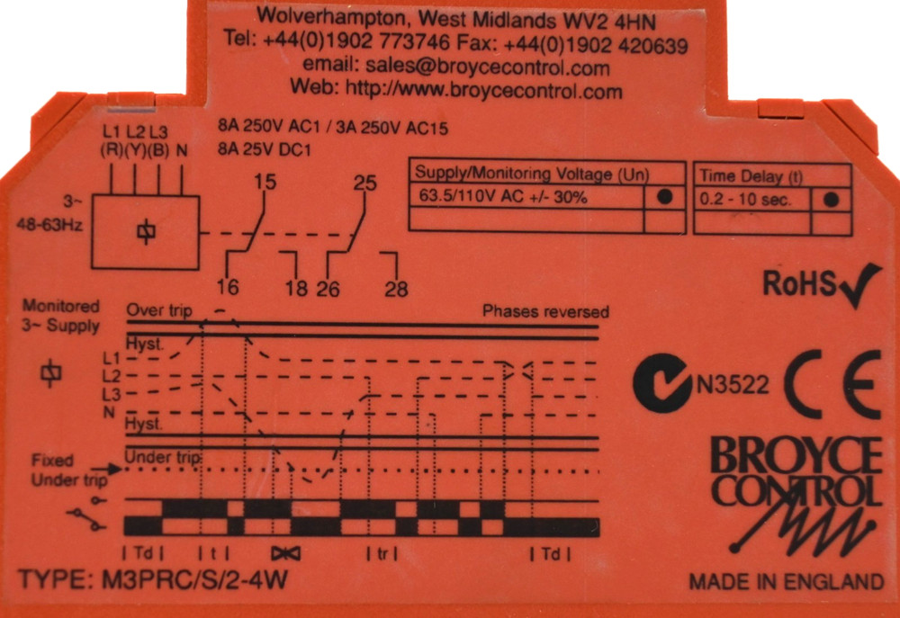 BROYCE CONTROL M3PRC/S/2-4W TIME DELAY RELAY 4W