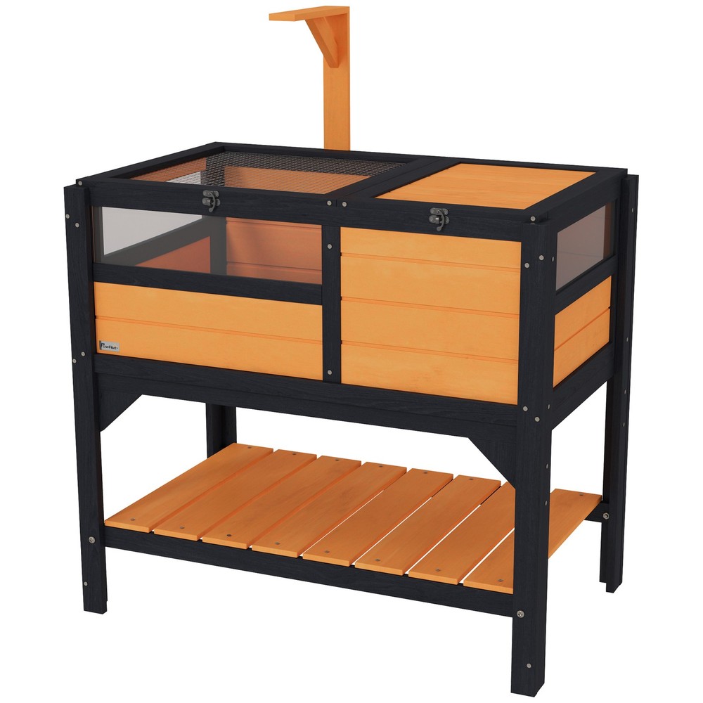 Wooden Tortoise House W/ Shelf Storage, Light Support Frame, Tray