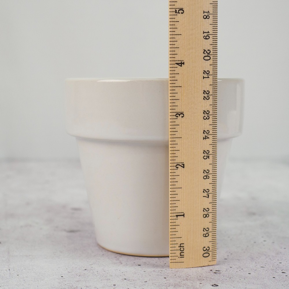 Ceramic Planter Pots (3-Piece Set) • white ridges, mini white, classic flowerpot