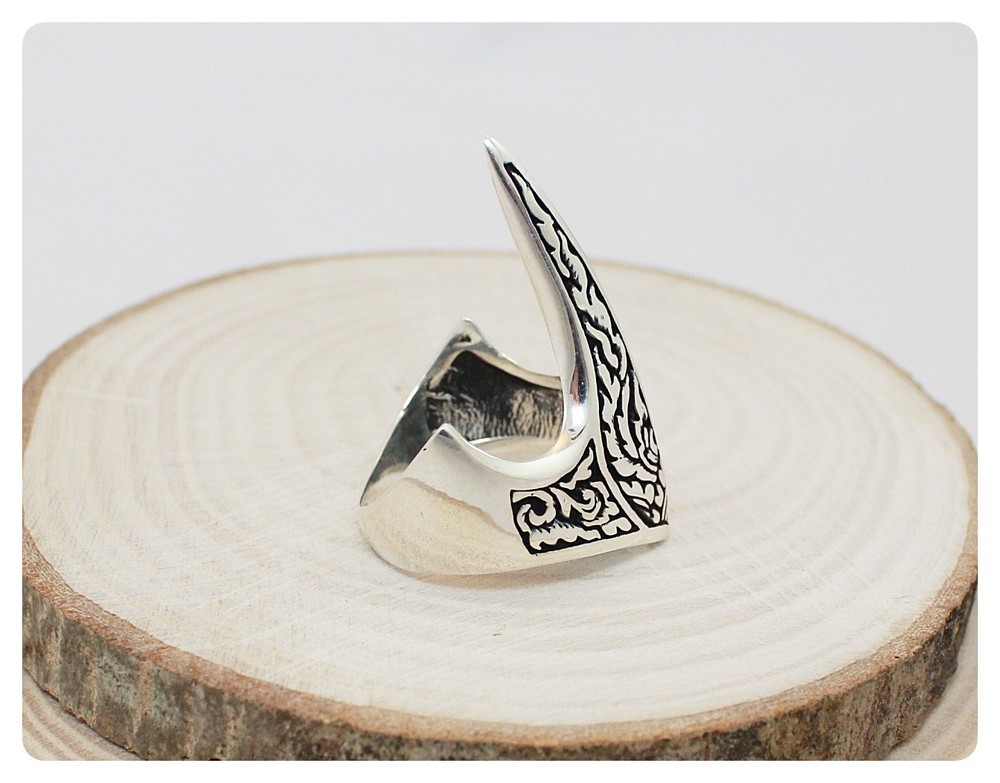 925 Sterling Silver Turkish Ottoman Archer Thumb Men's Ring