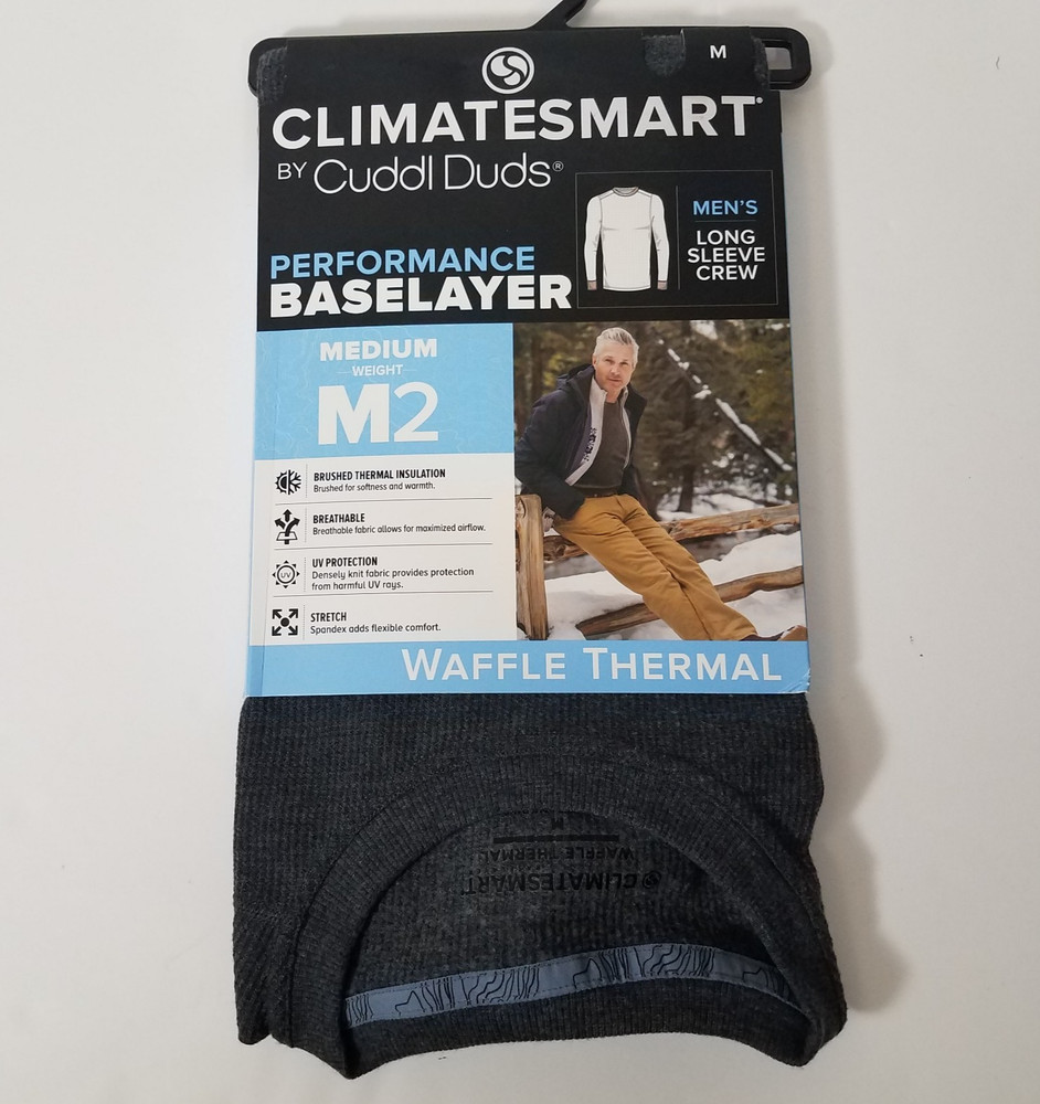 Climatesmart Cuddl Duds Performance Baselayer LS Crew Waffle Thermal Men M NEW